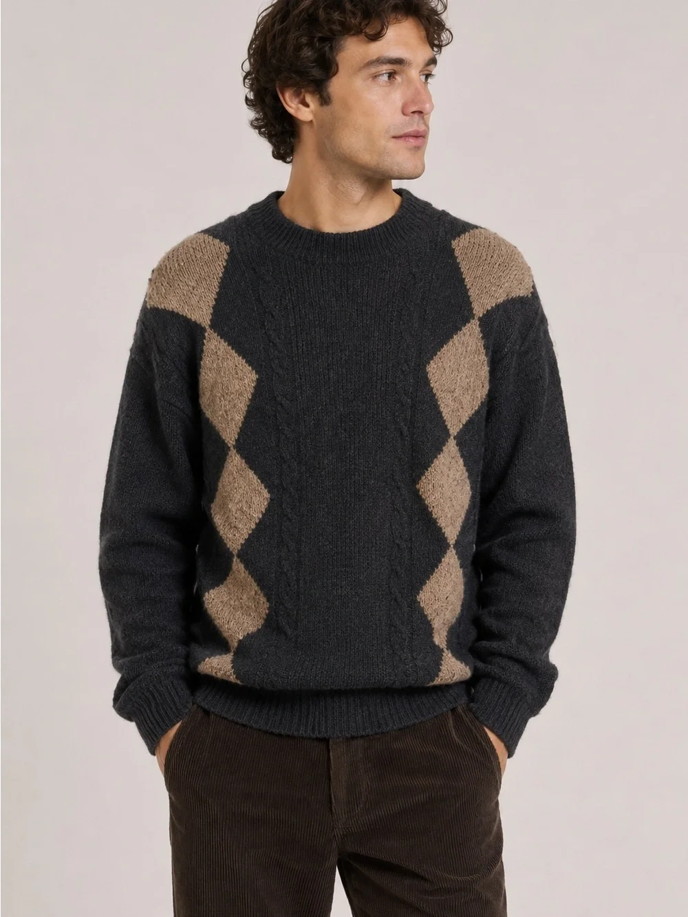 Woolrich Vintage Grandpa Core Argyle Wool Sweater Large Green